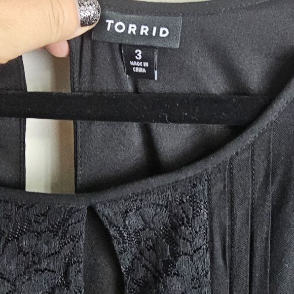 Torrid Black cotton n lace dress goth 🖤 plus size 3x bohemian keyhole front - Picture 10 of 10
